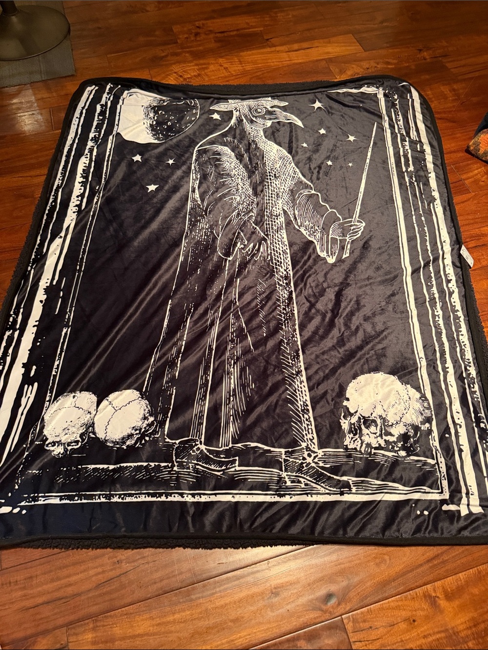 Spencer's Black and White Plague Doctor Throw Blanket